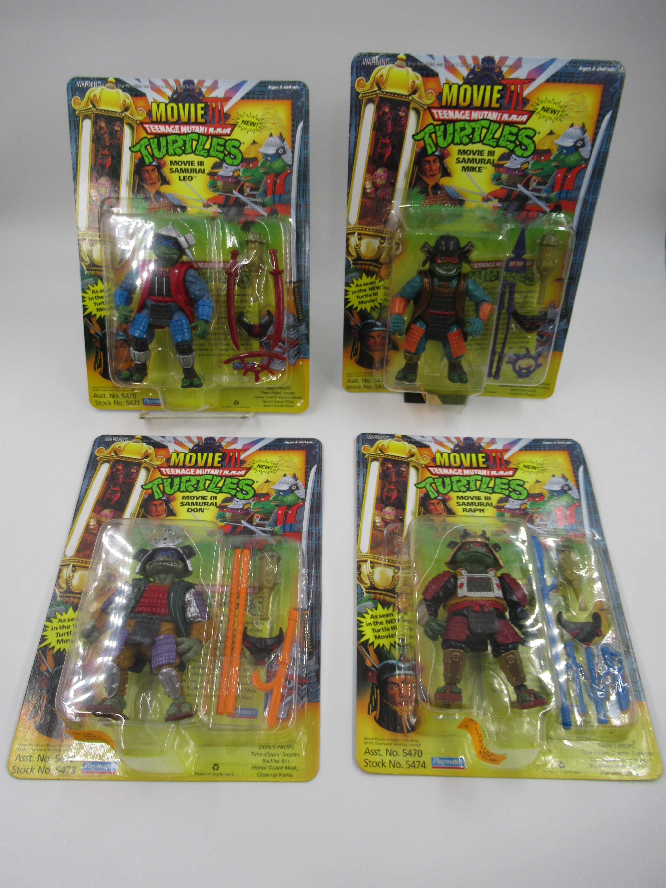 Teenage Mutant Ninja Turtles The Movie: III Samurai Action Figure Set of 4 - TMNTs Playmates (1993)